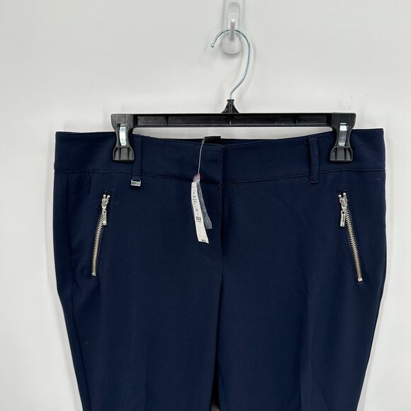 White House Black Market NWT Navy Drapey Crop Pant Zipper Gold Hardware // 6 - Picture 2 of 10